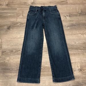 J.Crew Paperbag Waist Belted Cropped Wide Leg Jeans Size 25 High Rise Denim